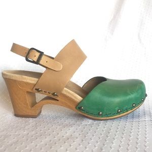 DANSKO Thea Color Block Slingback Clogs - Aqua